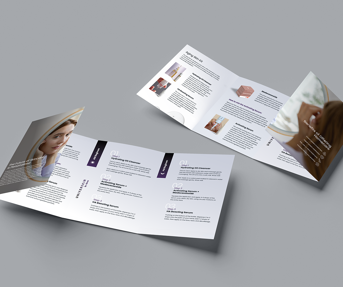 Universkin Gatefold Brochure Open